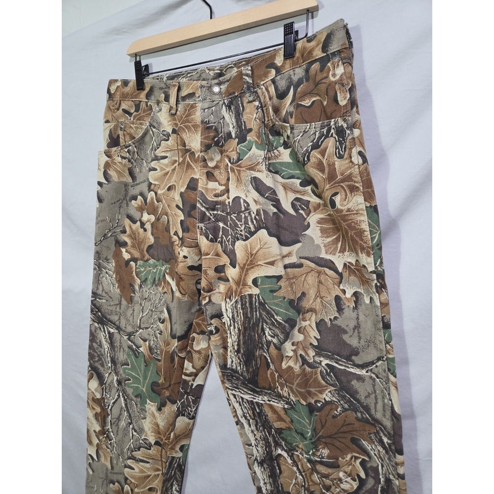 Wrangler Rugged Wear Camo Pants Mens 36x32 Brown Excellent Advantage Timber USA - Picture 2 of 7